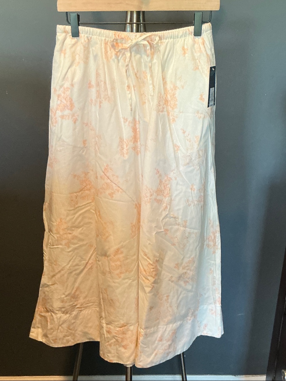 White Maxi Skirt with Light Orange Flowers